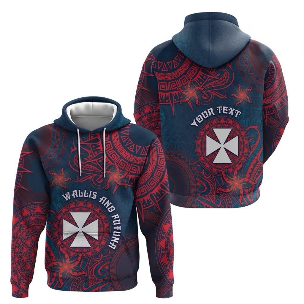 Personalised Wallis And Futuna Hoodie Hibiscus Polynesian Tribal Pattern