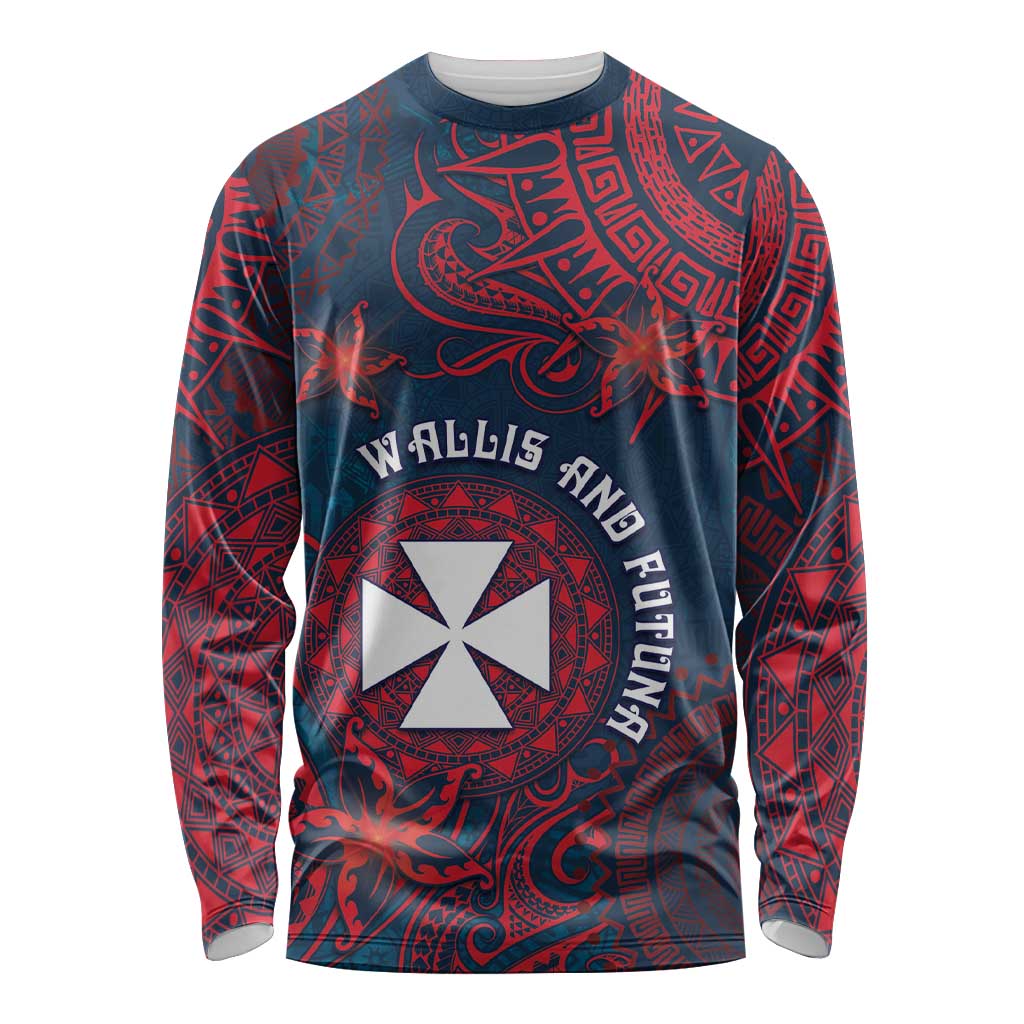 Personalised Wallis And Futuna Long Sleeve Shirt Hibiscus Polynesian Tribal Pattern