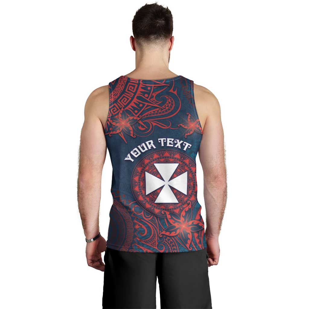 Personalised Wallis And Futuna Men Tank Top Hibiscus Polynesian Tribal Pattern