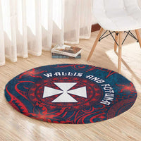 Wallis And Futuna Round Carpet Hibiscus Polynesian Tribal Pattern