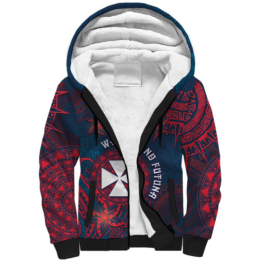 Personalised Wallis And Futuna Sherpa Hoodie Hibiscus Polynesian Tribal Pattern