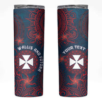 Personalised Wallis And Futuna Skinny Tumbler Hibiscus Polynesian Tribal Pattern