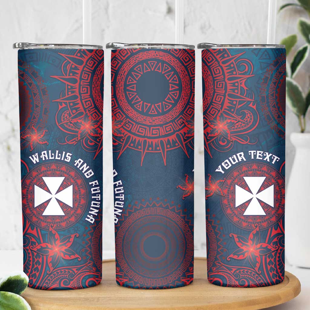 Personalised Wallis And Futuna Skinny Tumbler Hibiscus Polynesian Tribal Pattern