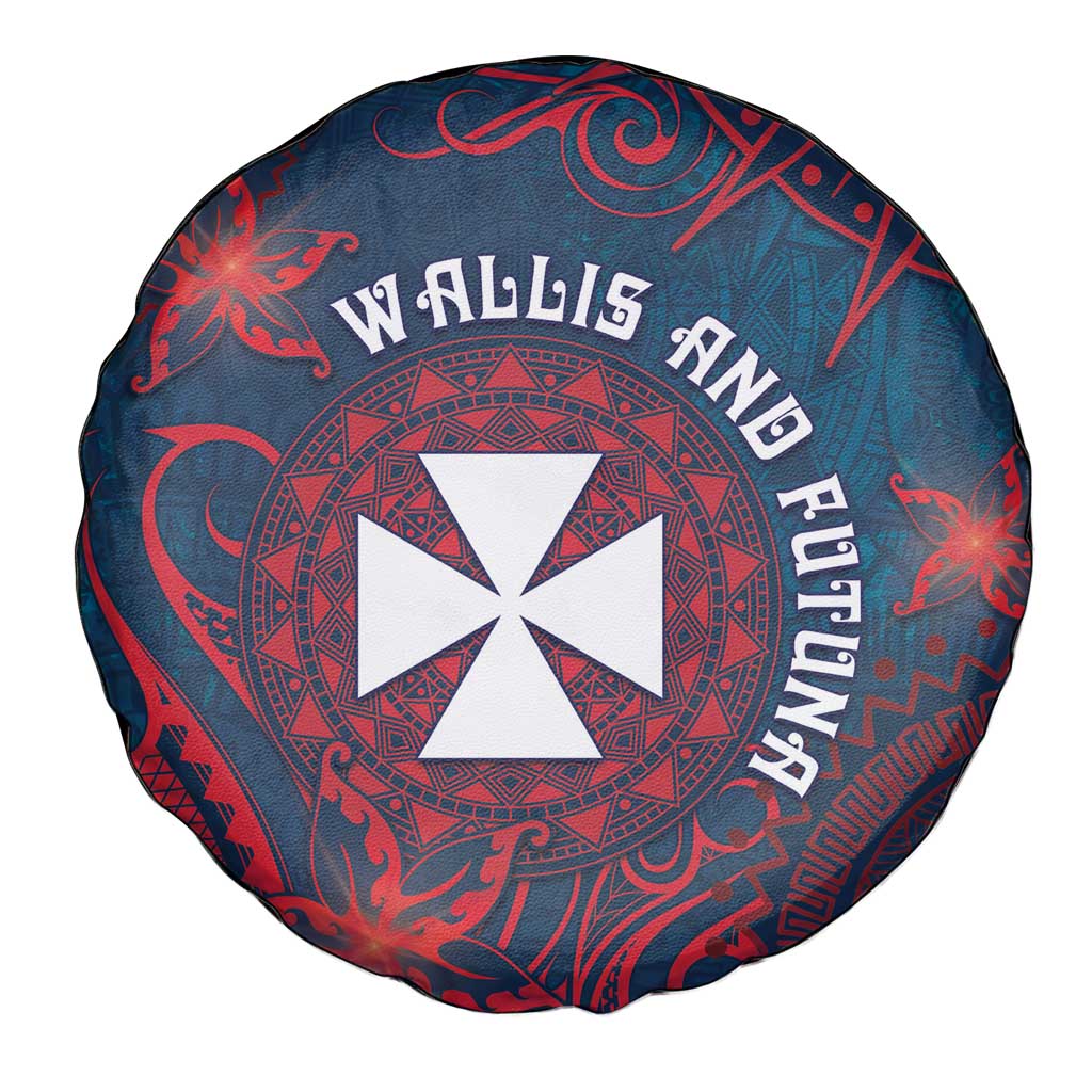 Wallis And Futuna Spare Tire Cover Hibiscus Polynesian Tribal Pattern