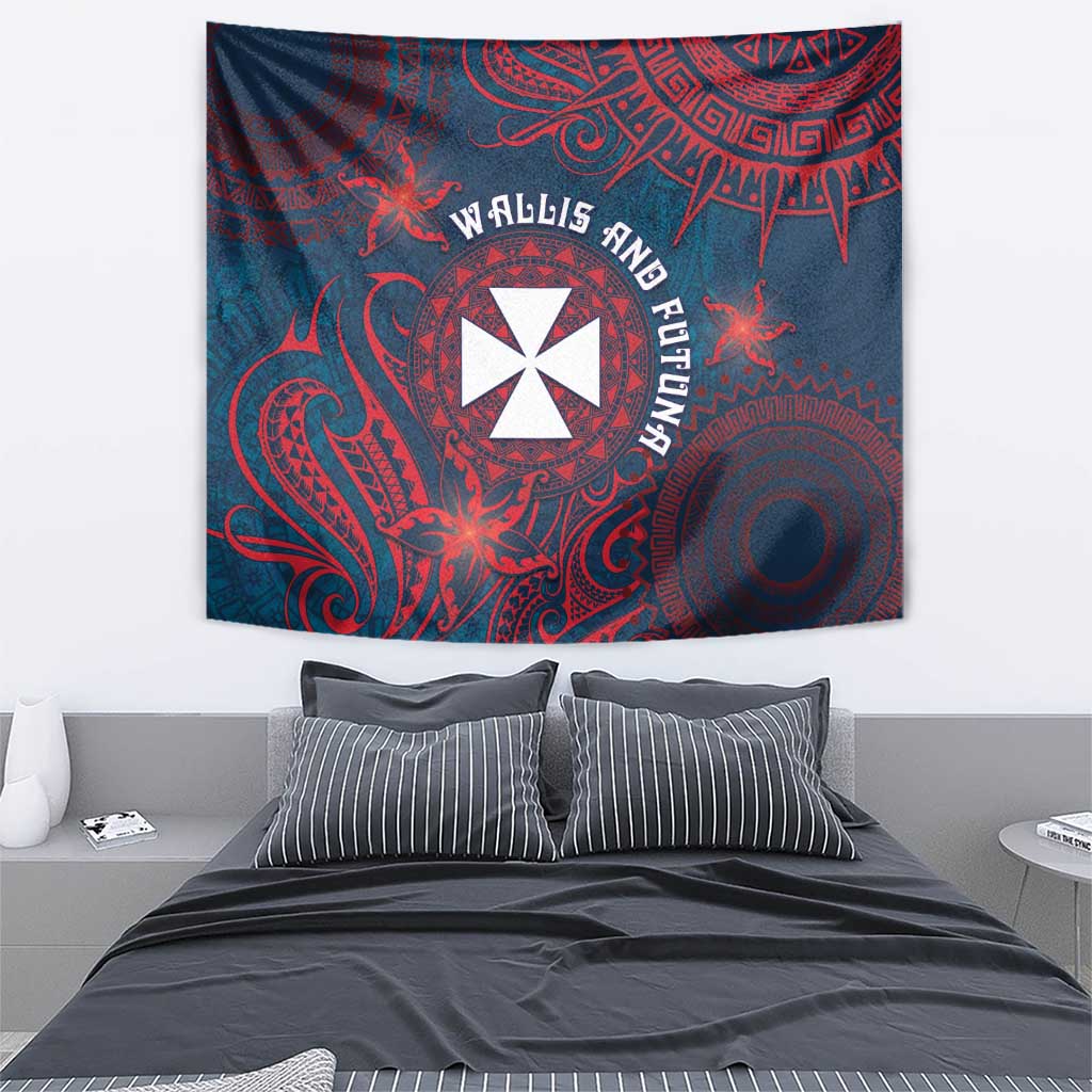 Wallis And Futuna Tapestry Hibiscus Polynesian Tribal Pattern