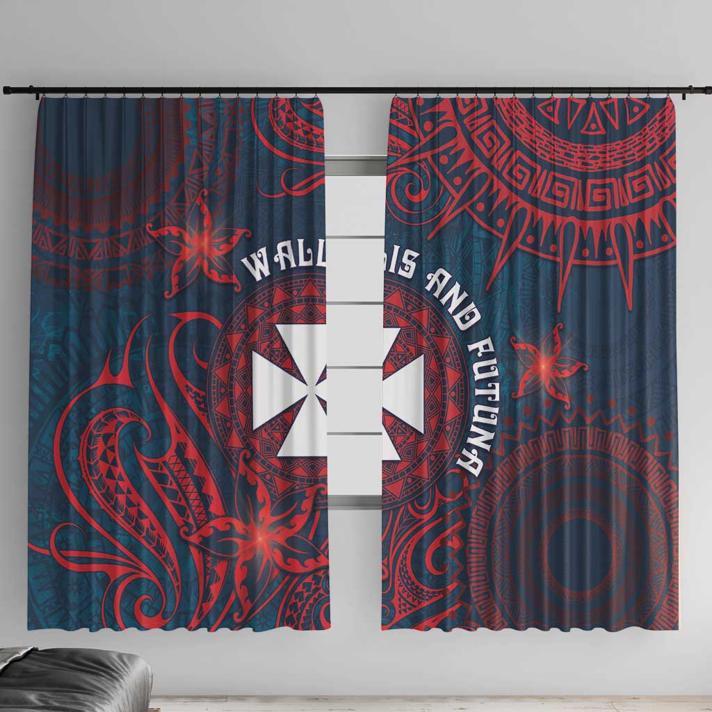 Wallis And Futuna Window Curtain Hibiscus Polynesian Tribal Pattern