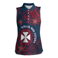 Personalised Wallis And Futuna Women Sleeveless Polo Shirt Hibiscus Polynesian Tribal Pattern