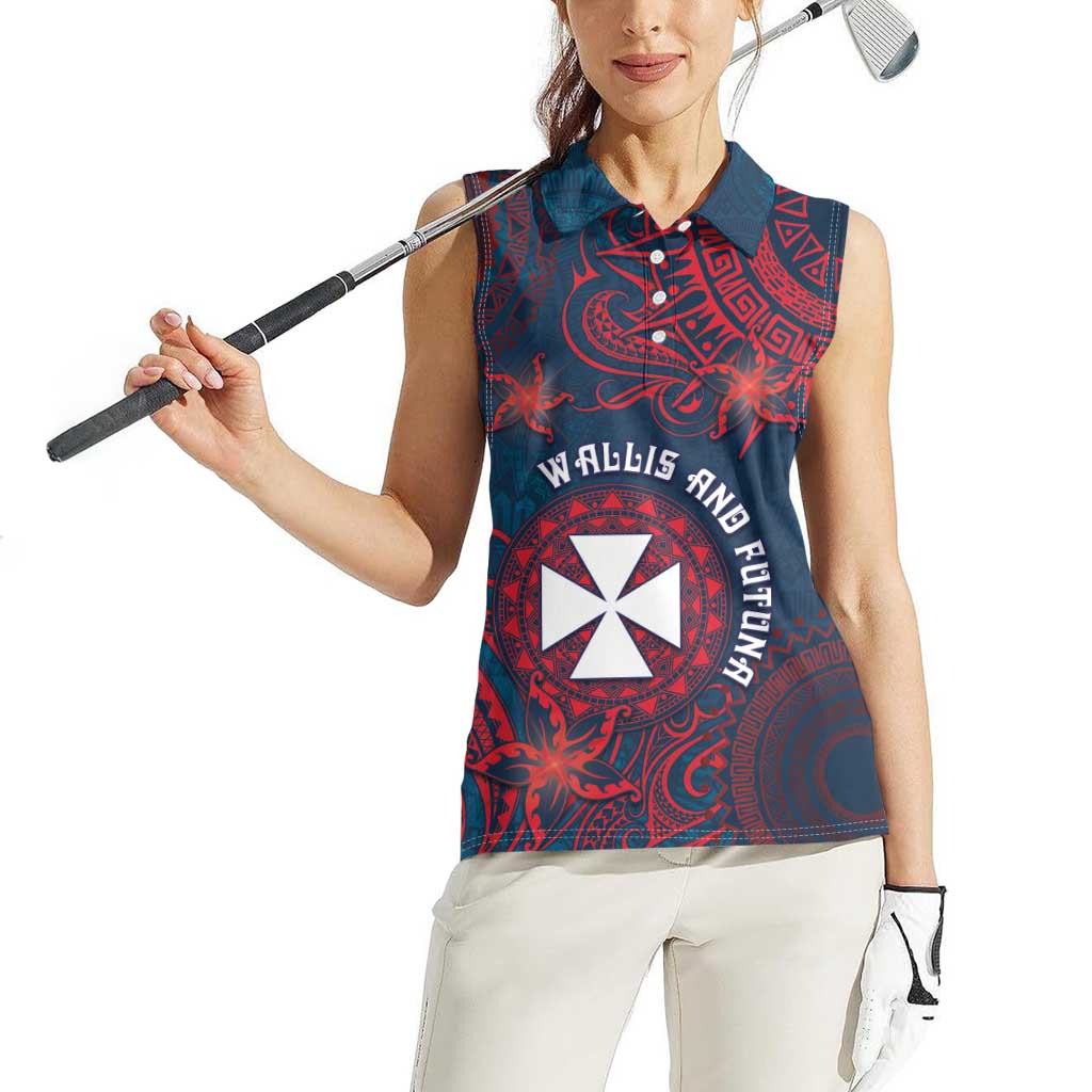 Personalised Wallis And Futuna Women Sleeveless Polo Shirt Hibiscus Polynesian Tribal Pattern