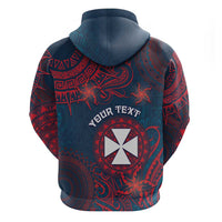 Personalised Wallis And Futuna Zip Hoodie Hibiscus Polynesian Tribal Pattern