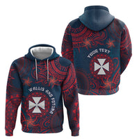 Personalised Wallis And Futuna Zip Hoodie Hibiscus Polynesian Tribal Pattern