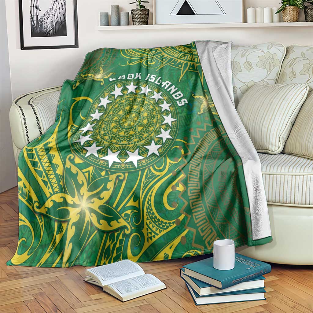 Cook Islands Blanket Hibiscus Polynesian Tribal Pattern