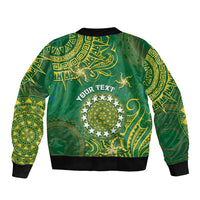 Personalised Cook Islands Bomber Jacket Hibiscus Polynesian Tribal Pattern