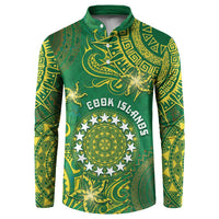 Personalised Cook Islands Button Sweatshirt Hibiscus Polynesian Tribal Pattern