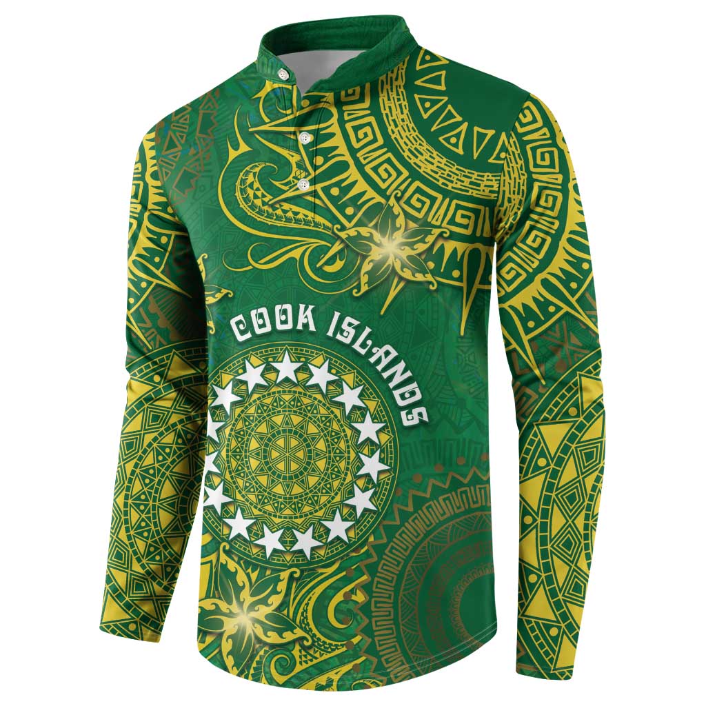 Personalised Cook Islands Button Sweatshirt Hibiscus Polynesian Tribal Pattern