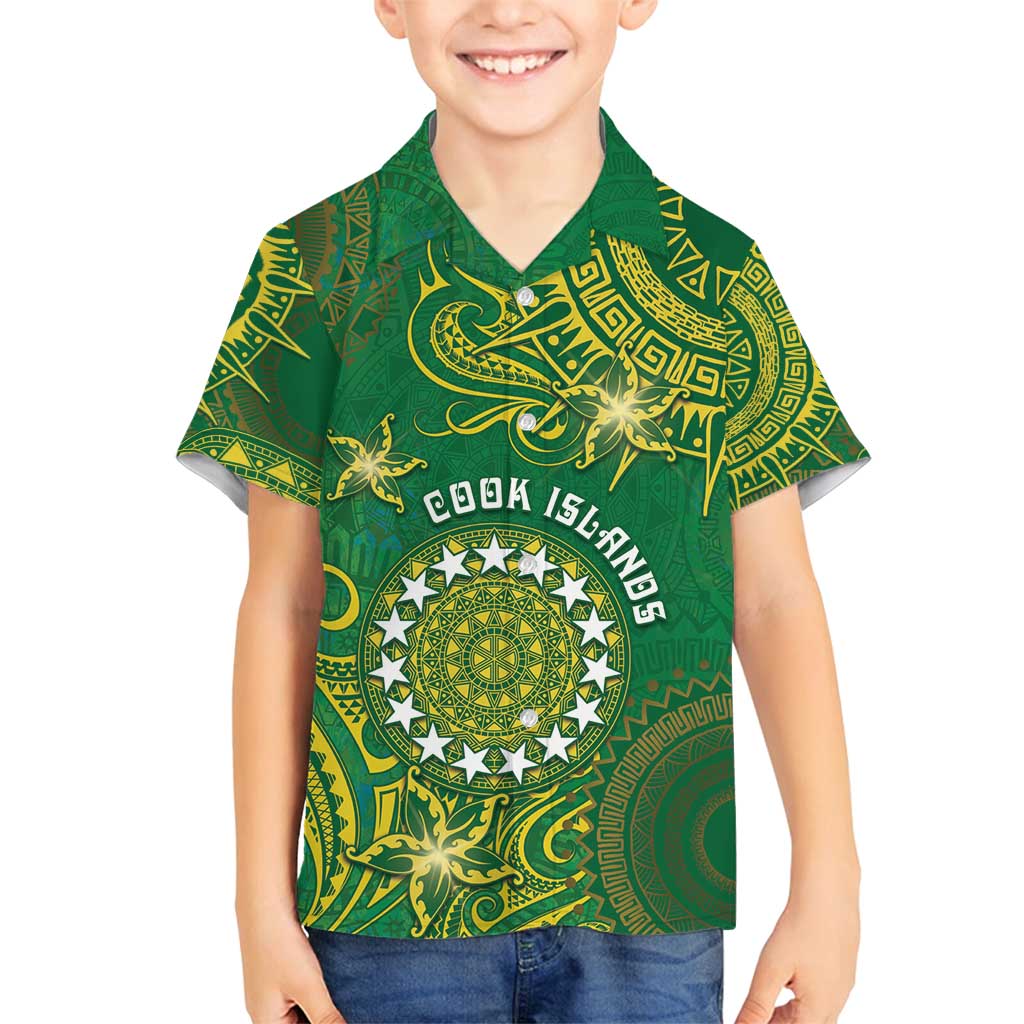 Personalised Cook Islands Family Matching Long Sleeve Bodycon Dress and Hawaiian Shirt Hibiscus Polynesian Tribal Pattern