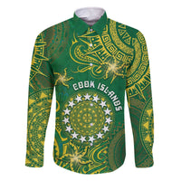 Personalised Cook Islands Family Matching Off The Shoulder Long Sleeve Dress and Hawaiian Shirt Hibiscus Polynesian Tribal Pattern