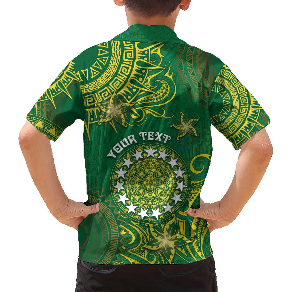 Personalised Cook Islands Family Matching Off Shoulder Maxi Dress and Hawaiian Shirt Hibiscus Polynesian Tribal Pattern