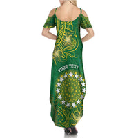 Personalised Cook Islands Family Matching Summer Maxi Dress and Hawaiian Shirt Hibiscus Polynesian Tribal Pattern