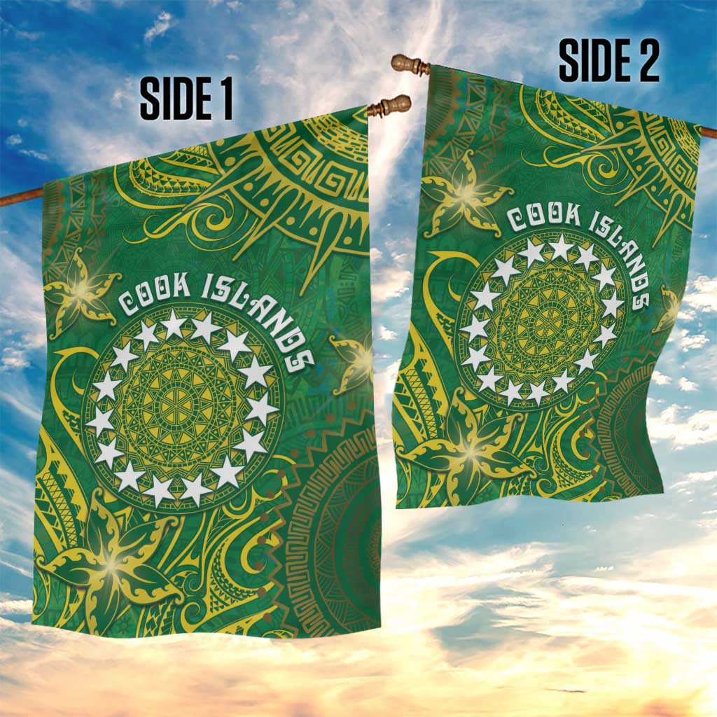 Cook Islands Garden Flag Hibiscus Polynesian Tribal Pattern