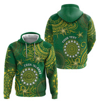 Personalised Cook Islands Hoodie Hibiscus Polynesian Tribal Pattern