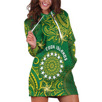 Personalised Cook Islands Hoodie Dress Hibiscus Polynesian Tribal Pattern