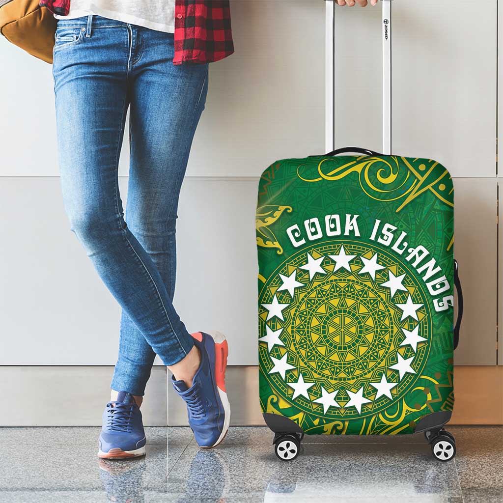 Cook Islands Luggage Cover Hibiscus Polynesian Tribal Pattern