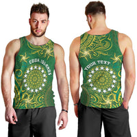 Personalised Cook Islands Men Tank Top Hibiscus Polynesian Tribal Pattern
