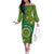 Personalised Cook Islands Off The Shoulder Long Sleeve Dress Hibiscus Polynesian Tribal Pattern