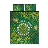 Cook Islands Quilt Bed Set Hibiscus Polynesian Tribal Pattern