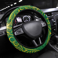 Cook Islands Steering Wheel Cover Hibiscus Polynesian Tribal Pattern