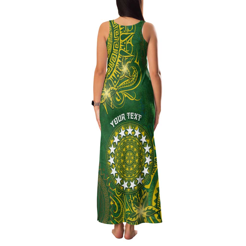 Personalised Cook Islands Tank Maxi Dress Hibiscus Polynesian Tribal Pattern