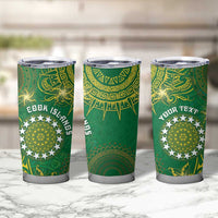 Personalised Cook Islands Tumbler Cup Hibiscus Polynesian Tribal Pattern