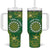 Personalised Cook Islands Tumbler With Handle Hibiscus Polynesian Tribal Pattern