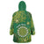 Personalised Cook Islands Wearable Blanket Hoodie Hibiscus Polynesian Tribal Pattern
