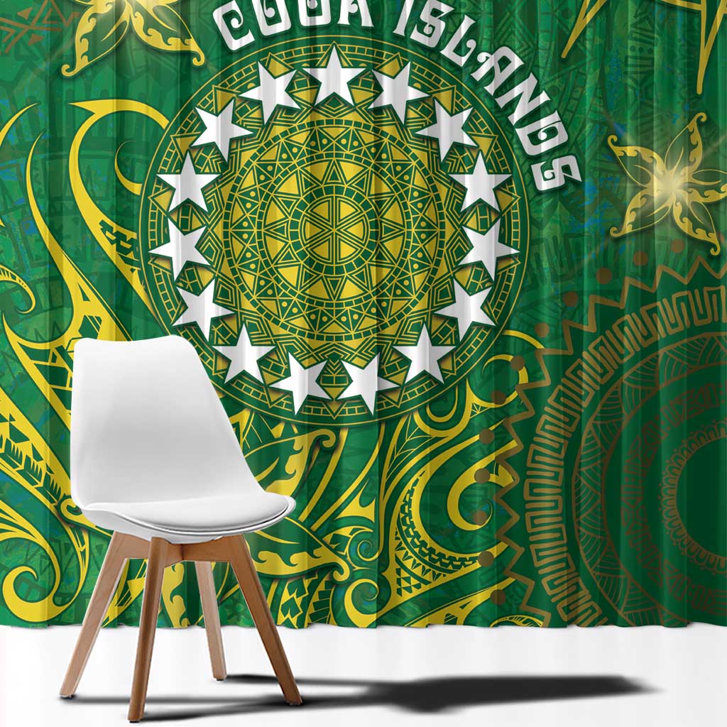 Cook Islands Window Curtain Hibiscus Polynesian Tribal Pattern