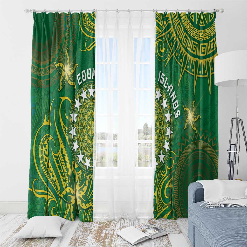 Cook Islands Window Curtain Hibiscus Polynesian Tribal Pattern