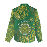 Personalised Cook Islands Women Casual Shirt Hibiscus Polynesian Tribal Pattern