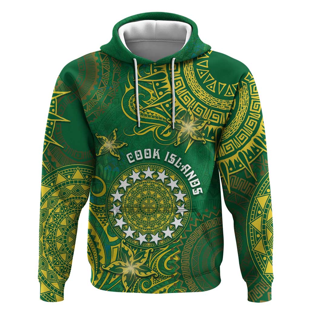 Personalised Cook Islands Zip Hoodie Hibiscus Polynesian Tribal Pattern