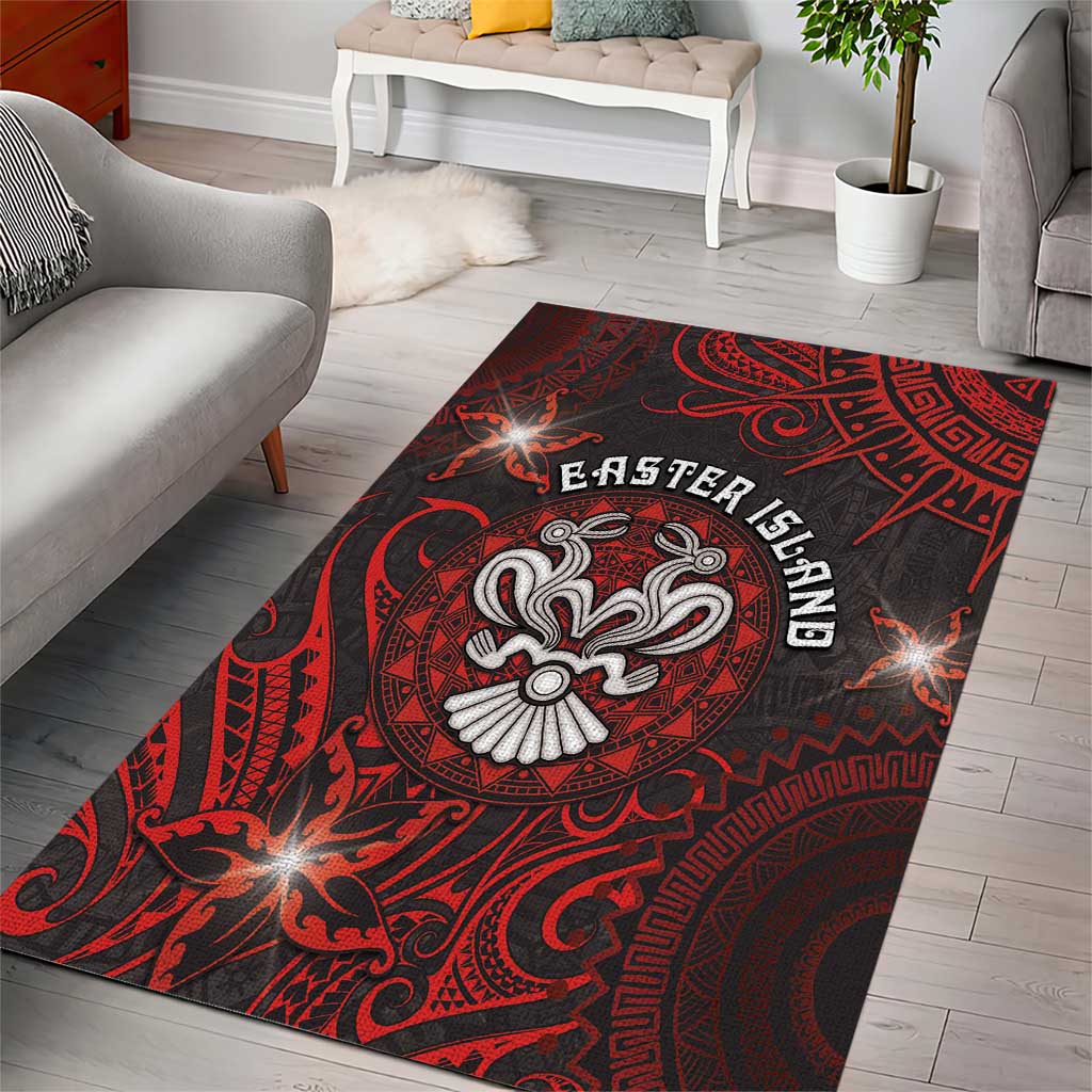 Easter Island Area Rug Hibiscus Polynesian Tribal Pattern