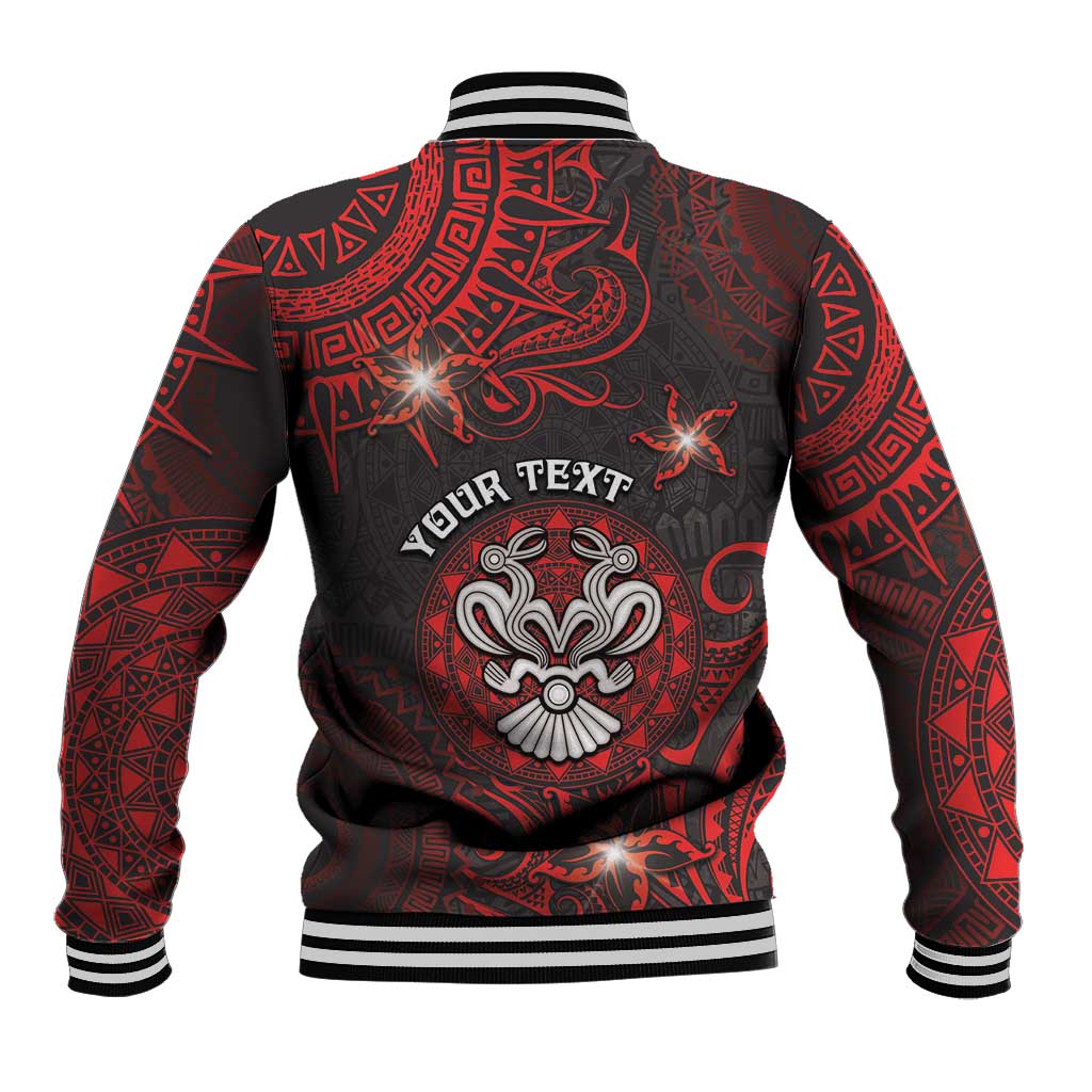 Personalised Easter Island Baseball Jacket Hibiscus Polynesian Tribal Pattern