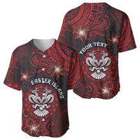 Personalised Easter Island Baseball Jersey Hibiscus Polynesian Tribal Pattern