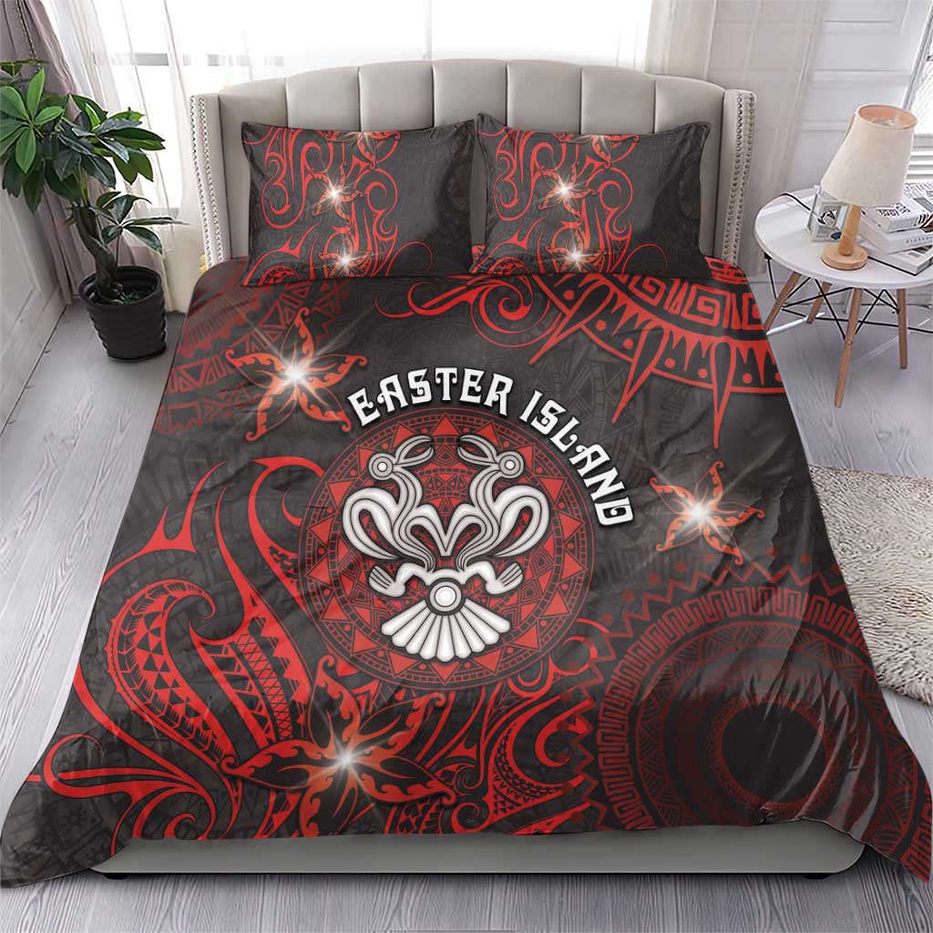 Easter Island Bedding Set Hibiscus Polynesian Tribal Pattern