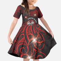 Personalised Easter Island Family Matching Long Sleeve Bodycon Dress and Hawaiian Shirt Hibiscus Polynesian Tribal Pattern