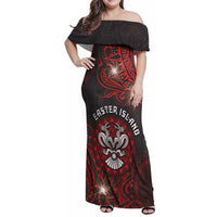 Personalised Easter Island Family Matching Off Shoulder Maxi Dress and Hawaiian Shirt Hibiscus Polynesian Tribal Pattern
