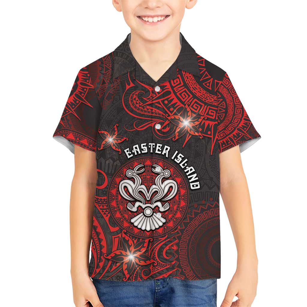 Personalised Easter Island Family Matching Off Shoulder Short Dress and Hawaiian Shirt Hibiscus Polynesian Tribal Pattern