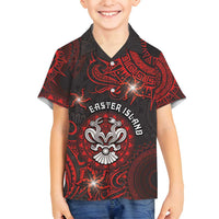Personalised Easter Island Family Matching Off Shoulder Short Dress and Hawaiian Shirt Hibiscus Polynesian Tribal Pattern