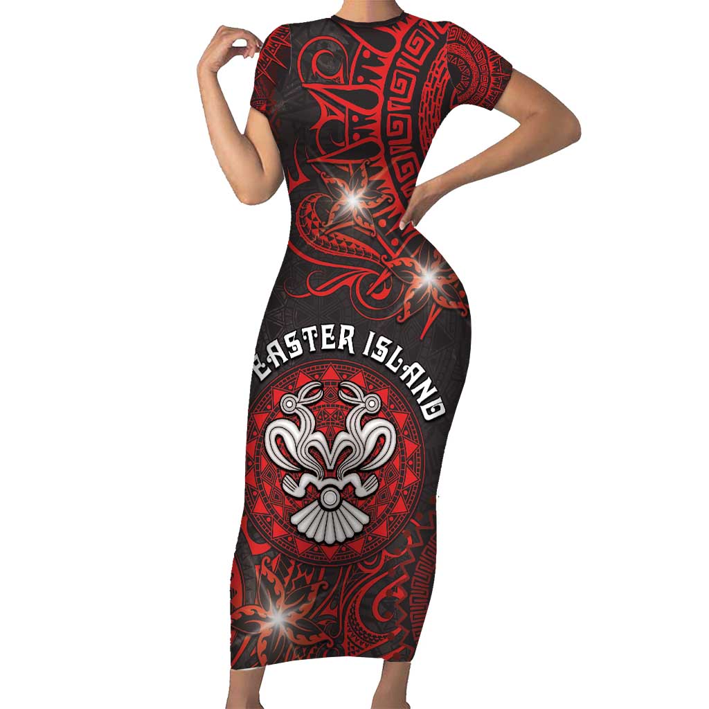 Personalised Easter Island Family Matching Short Sleeve Bodycon Dress and Hawaiian Shirt Hibiscus Polynesian Tribal Pattern