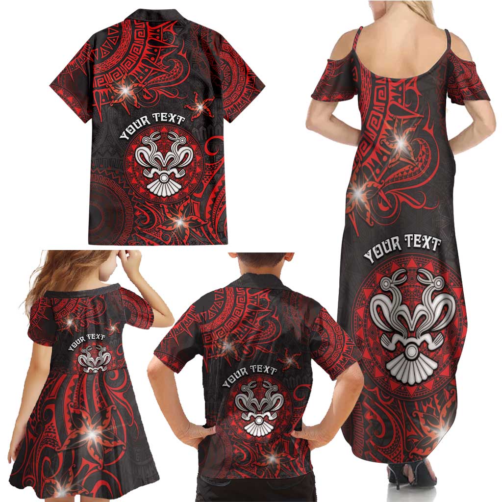 Personalised Easter Island Family Matching Summer Maxi Dress and Hawaiian Shirt Hibiscus Polynesian Tribal Pattern