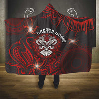 Easter Island Hooded Blanket Hibiscus Polynesian Tribal Pattern