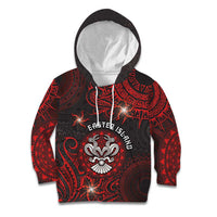Personalised Easter Island Kid Hoodie Hibiscus Polynesian Tribal Pattern